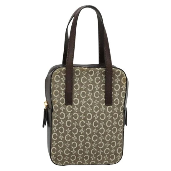 CELINE C Macadam Canvas Hand Bag Beige Gold Auth BD2013 - Picture 1 of 14
